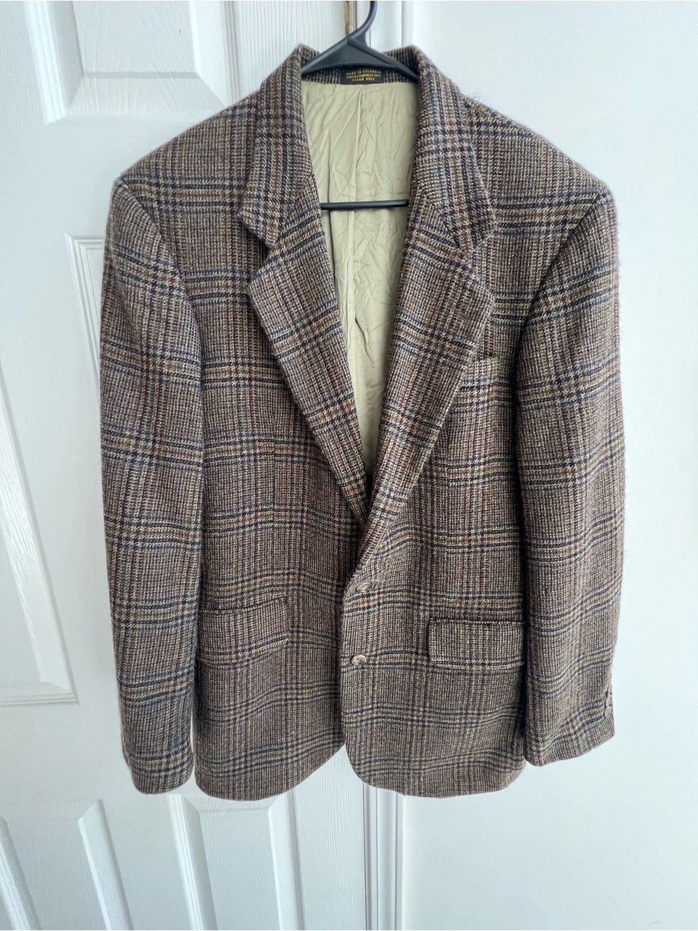 Vintage Oscar de la Renta 100% Wool Tweed Plaid Blazer Size 40L - Old Money